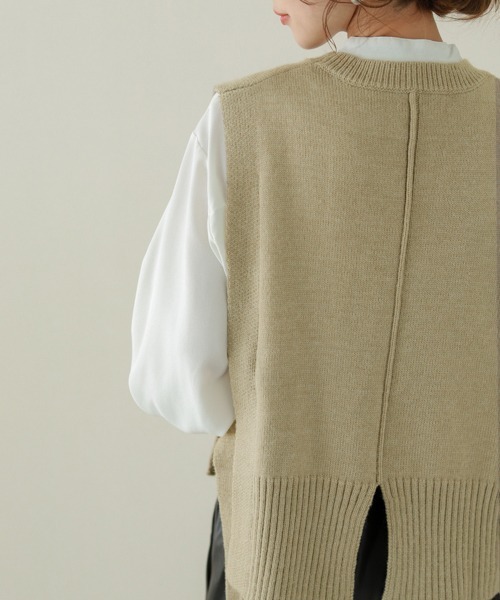 SUGAR BISKET(シュガービスケット)の「サイドリボンニットベスト(ベスト・レディース・ベージュ/ブラック/ブラウン/アイボリー・フリー)」の9枚目の写真