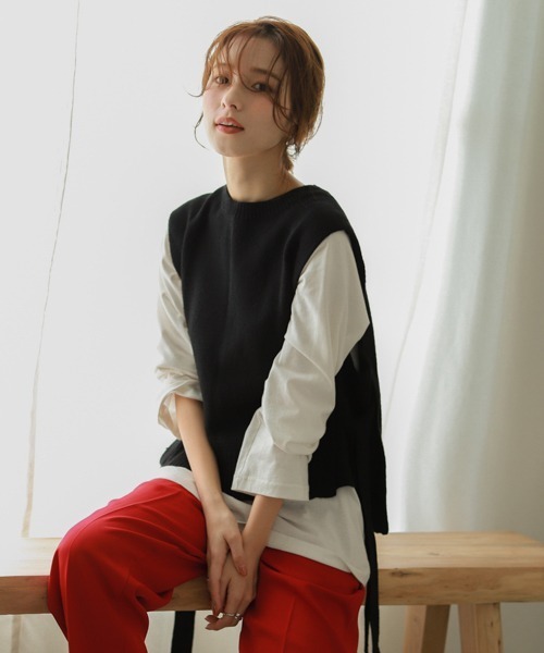 SUGAR BISKET(シュガービスケット)の「サイドリボンニットベスト(ベスト・レディース・ベージュ/ブラック/ブラウン/アイボリー・フリー)」の20枚目の写真