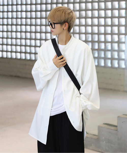neos（ネオス）の「【neos -addictive design-】ビッグシルエット バンドカラー ドルマン ロング ボリュームスリーブ シャツ（シャツ/ブラウス・メンズ・ベージュ/ブラック/ホワイト・MEDIUM/LARGE）」の11枚目の写真