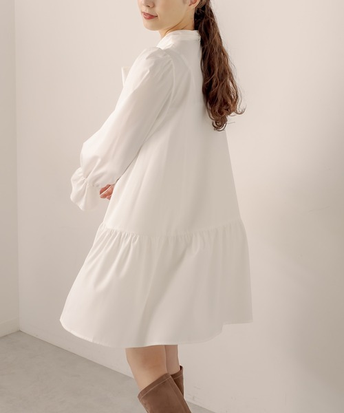 OLIVE des OLIVE（オリーブデオリーブ）の「ボウタイ長そでチュニックワンピース（ワンピース・レディース・ブラック/ブラウン/オフホワイト・FREE）」の4枚目の写真