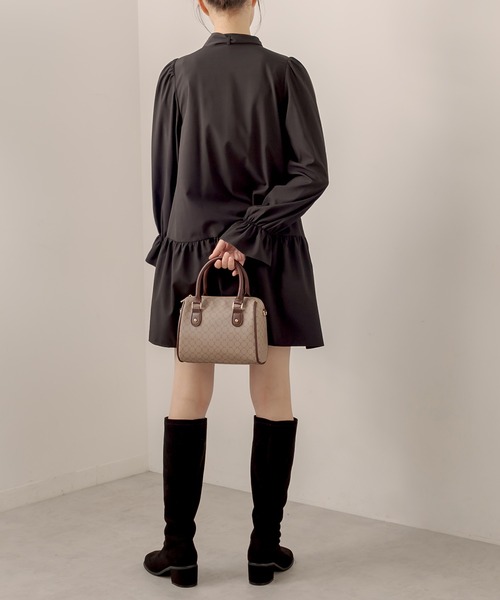 OLIVE des OLIVE（オリーブデオリーブ）の「ボウタイ長そでチュニックワンピース（ワンピース・レディース・ブラック/ブラウン/オフホワイト・FREE）」の9枚目の写真