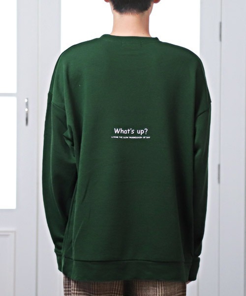 LUXSTYLE（ラグスタイル）の「イラスト刺繍スウェットビッグトレーナー（スウェット・メンズ・ベージュ/ブラック/グリーン/ホワイト・L/M）」の5枚目の写真