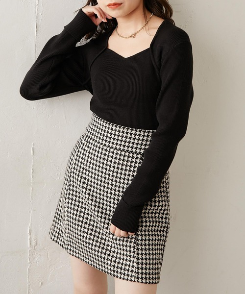 Chico（チコ）の「【新色追加】ボレロ風コンパクトリブニット（ニット/セーター・レディース・ブラック/ブラウン/アイボリー/グレイッシュベージュ/ホワイト系その他2/ライトブルー・FREE）」の12枚目の写真