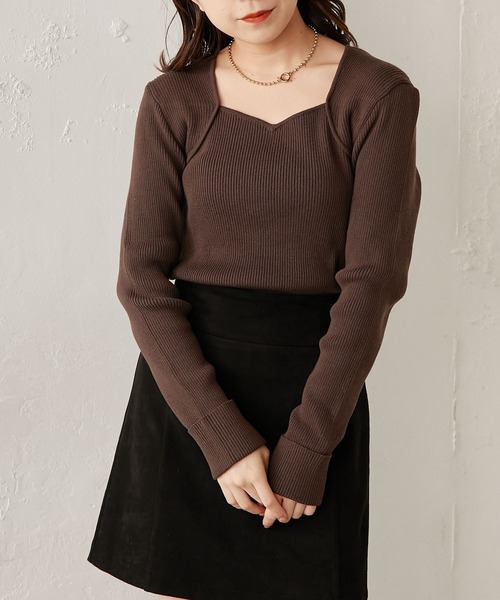 Chico（チコ）の「【新色追加】ボレロ風コンパクトリブニット（ニット/セーター・レディース・ブラック/ブラウン/アイボリー/グレイッシュベージュ/ホワイト系その他2/ライトブルー・FREE）」の18枚目の写真