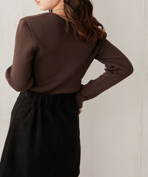 Chico（チコ）の「【新色追加】ボレロ風コンパクトリブニット（ニット/セーター・レディース・ブラック/ブラウン/アイボリー/グレイッシュベージュ/ホワイト系その他2/ライトブルー・FREE）」の20枚目の写真