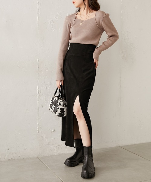 Chico（チコ）の「【新色追加】ボレロ風コンパクトリブニット（ニット/セーター・レディース・ブラック/ブラウン/アイボリー/グレイッシュベージュ/ホワイト系その他2/ライトブルー・FREE）」の21枚目の写真