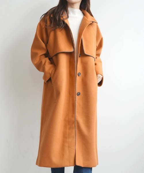 Futier land(フューティアランド)の「ケープヨーク付きフェイクウールパイピングコート(その他アウター・レディース・アイボリー/ブラック/モカ/オリーブ/オレンジ・FREE)」の20枚目の写真