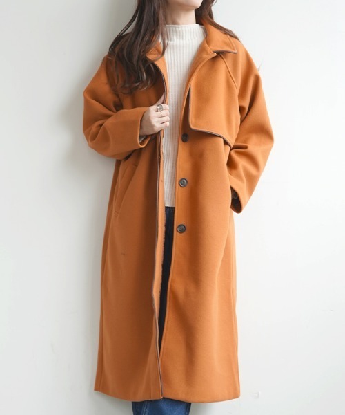 Futier land(フューティアランド)の「ケープヨーク付きフェイクウールパイピングコート(その他アウター・レディース・アイボリー/ブラック/モカ/オリーブ/オレンジ・FREE)」の21枚目の写真