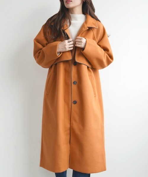 Futier land(フューティアランド)の「ケープヨーク付きフェイクウールパイピングコート(その他アウター・レディース・アイボリー/ブラック/モカ/オリーブ/オレンジ・FREE)」の22枚目の写真