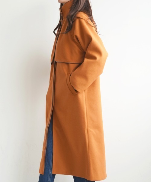 Futier land(フューティアランド)の「ケープヨーク付きフェイクウールパイピングコート(その他アウター・レディース・アイボリー/ブラック/モカ/オリーブ/オレンジ・FREE)」の10枚目の写真