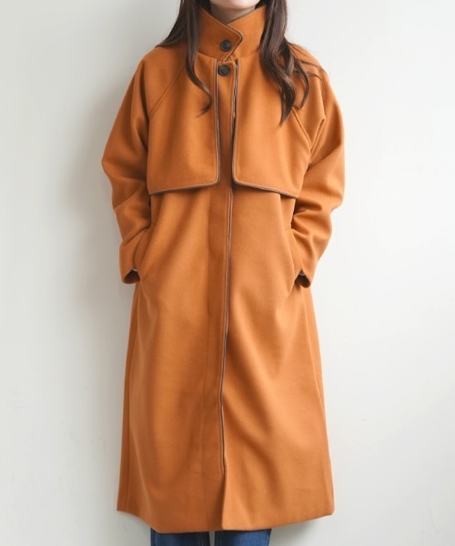 Futier land(フューティアランド)の「ケープヨーク付きフェイクウールパイピングコート(その他アウター・レディース・アイボリー/ブラック/モカ/オリーブ/オレンジ・FREE)」の9枚目の写真