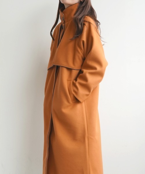 Futier land(フューティアランド)の「ケープヨーク付きフェイクウールパイピングコート(その他アウター・レディース・アイボリー/ブラック/モカ/オリーブ/オレンジ・FREE)」の11枚目の写真