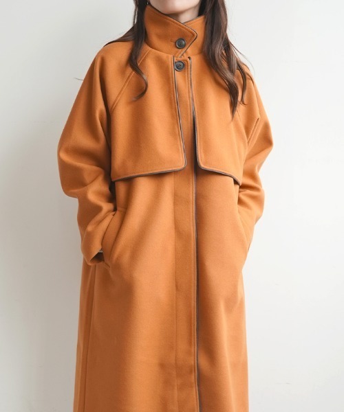 Futier land(フューティアランド)の「ケープヨーク付きフェイクウールパイピングコート(その他アウター・レディース・アイボリー/ブラック/モカ/オリーブ/オレンジ・FREE)」の12枚目の写真