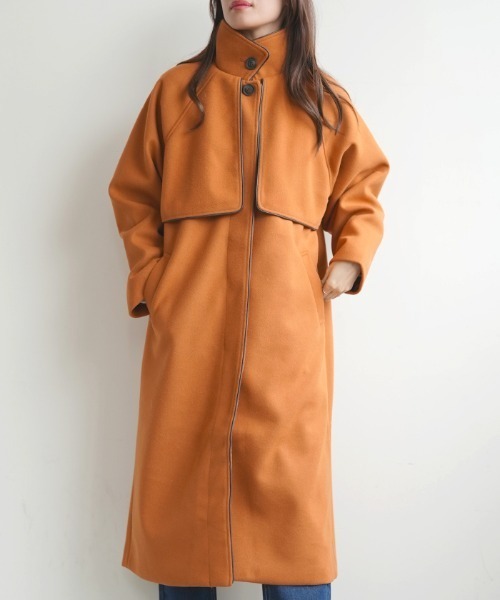 Futier land(フューティアランド)の「ケープヨーク付きフェイクウールパイピングコート(その他アウター・レディース・アイボリー/ブラック/モカ/オリーブ/オレンジ・FREE)」の13枚目の写真