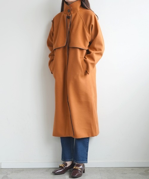 Futier land(フューティアランド)の「ケープヨーク付きフェイクウールパイピングコート(その他アウター・レディース・アイボリー/ブラック/モカ/オリーブ/オレンジ・FREE)」の14枚目の写真