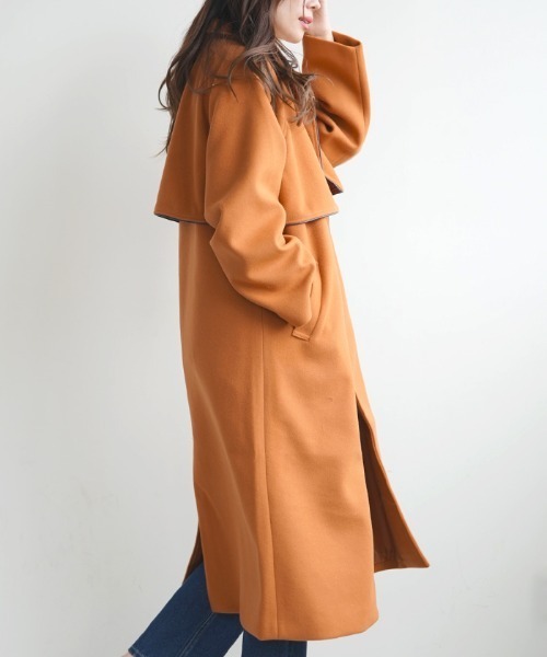 Futier land(フューティアランド)の「ケープヨーク付きフェイクウールパイピングコート(その他アウター・レディース・アイボリー/ブラック/モカ/オリーブ/オレンジ・FREE)」の15枚目の写真