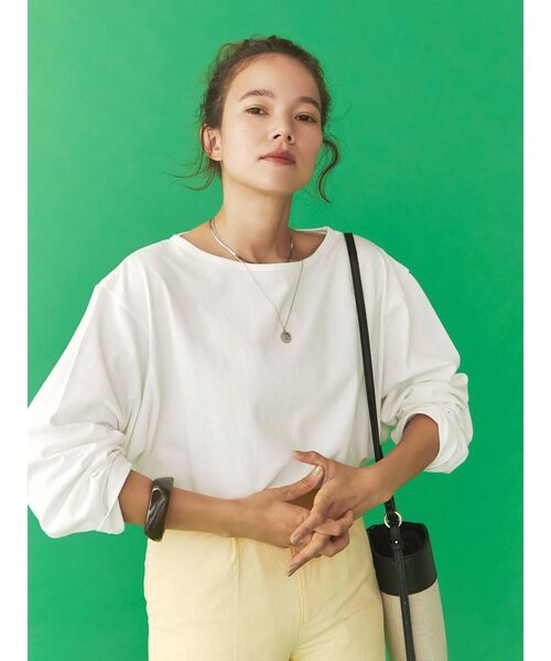 Ungrid（アングリッド）の「ボートネックロングスリーブTee（Tシャツ/カットソー・レディース・オフホワイト/チャコールグレー・FREE）」の3枚目の写真