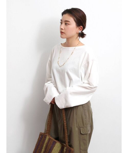Ungrid（アングリッド）の「ボートネックロングスリーブTee（Tシャツ/カットソー・レディース・オフホワイト/チャコールグレー・FREE）」の11枚目の写真