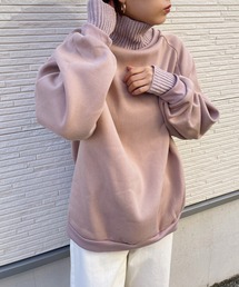 リブニットコンビ裏起毛スウェット