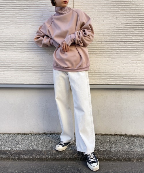CLEA(クレア)の「リブニットコンビ裏起毛スウェット(スウェット・レディース・ブラック/グリーン/ピンクベージュ・FREE)」の15枚目の写真