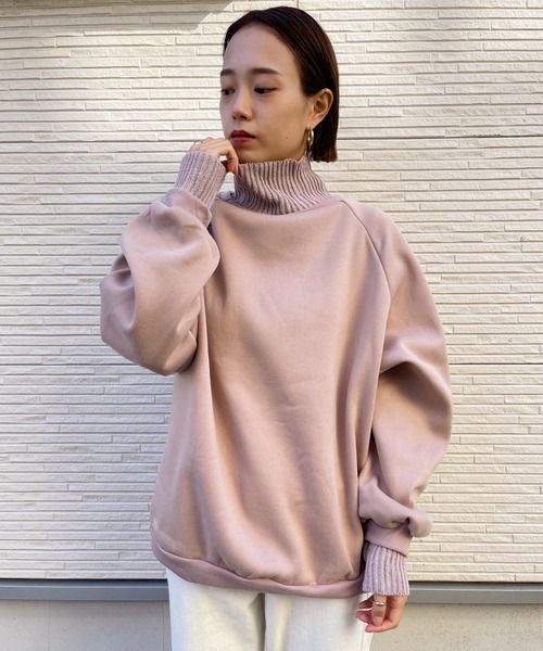 CLEA(クレア)の「リブニットコンビ裏起毛スウェット(スウェット・レディース・ブラック/グリーン/ピンクベージュ・FREE)」の21枚目の写真