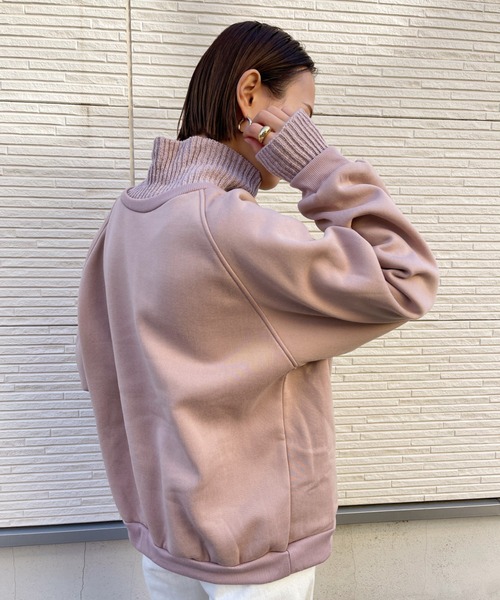 CLEA(クレア)の「リブニットコンビ裏起毛スウェット(スウェット・レディース・ブラック/グリーン/ピンクベージュ・FREE)」の12枚目の写真