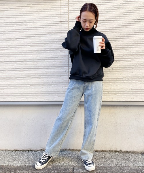CLEA(クレア)の「リブニットコンビ裏起毛スウェット(スウェット・レディース・ブラック/グリーン/ピンクベージュ・FREE)」の20枚目の写真