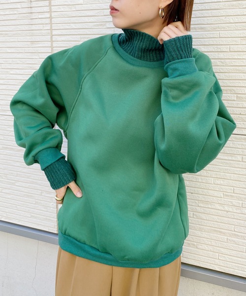 CLEA(クレア)の「リブニットコンビ裏起毛スウェット(スウェット・レディース・ブラック/グリーン/ピンクベージュ・FREE)」の17枚目の写真