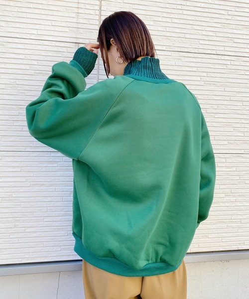CLEA(クレア)の「リブニットコンビ裏起毛スウェット(スウェット・レディース・ブラック/グリーン/ピンクベージュ・FREE)」の11枚目の写真