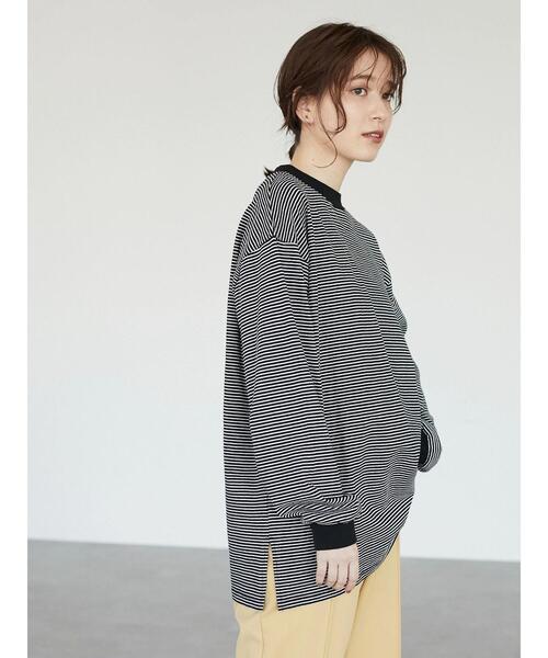 Sugar spoon(シュガースプーン)の「・SUGAR SPOON ボーダーモックネックチュニック*(Tシャツ/カットソー・レディース・ブラック/ネイビー/ボルドー/マスタード・FREE)」の5枚目の写真
