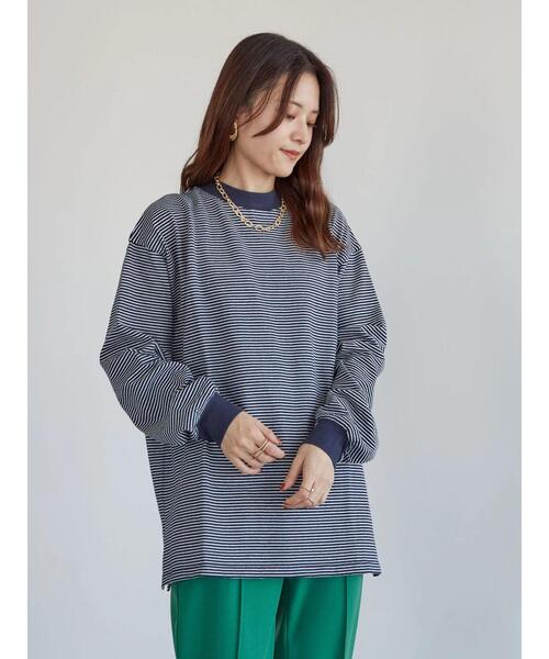 Sugar spoon(シュガースプーン)の「・SUGAR SPOON ボーダーモックネックチュニック*(Tシャツ/カットソー・レディース・ブラック/ネイビー/ボルドー/マスタード・FREE)」の8枚目の写真