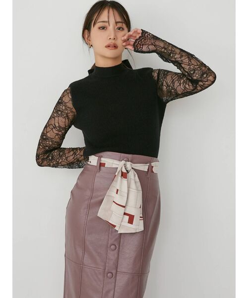 RESEXXY（リゼクシー）の「レースニットトップス【セットアップ着用可能】（ニット/セーター・レディース・ホワイト/ブラック/ベージュ・FREE）」の7枚目の写真