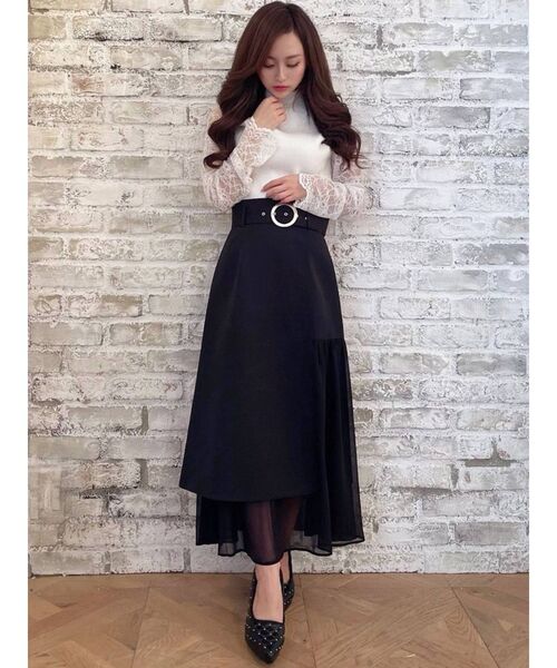 RESEXXY（リゼクシー）の「レースニットトップス【セットアップ着用可能】（ニット/セーター・レディース・ホワイト/ブラック/ベージュ・FREE）」の11枚目の写真