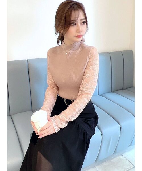 RESEXXY（リゼクシー）の「レースニットトップス【セットアップ着用可能】（ニット/セーター・レディース・ホワイト/ブラック/ベージュ・FREE）」の22枚目の写真