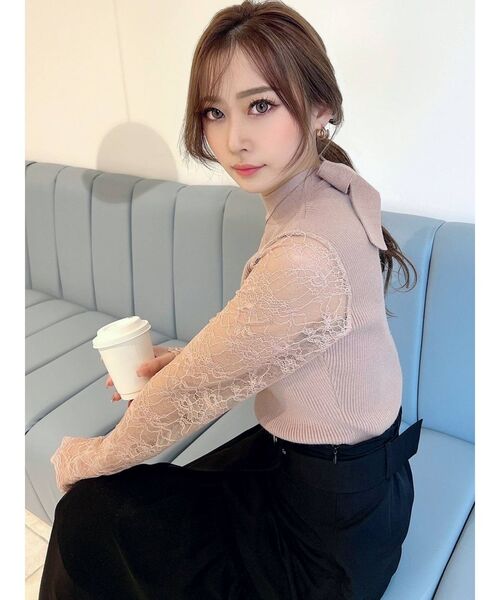 RESEXXY（リゼクシー）の「レースニットトップス【セットアップ着用可能】（ニット/セーター・レディース・ホワイト/ブラック/ベージュ・FREE）」の12枚目の写真