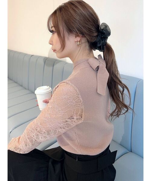 RESEXXY（リゼクシー）の「レースニットトップス【セットアップ着用可能】（ニット/セーター・レディース・ホワイト/ブラック/ベージュ・FREE）」の9枚目の写真