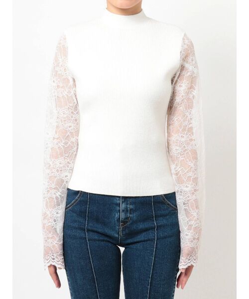 RESEXXY（リゼクシー）の「レースニットトップス【セットアップ着用可能】（ニット/セーター・レディース・ホワイト/ブラック/ベージュ・FREE）」の20枚目の写真