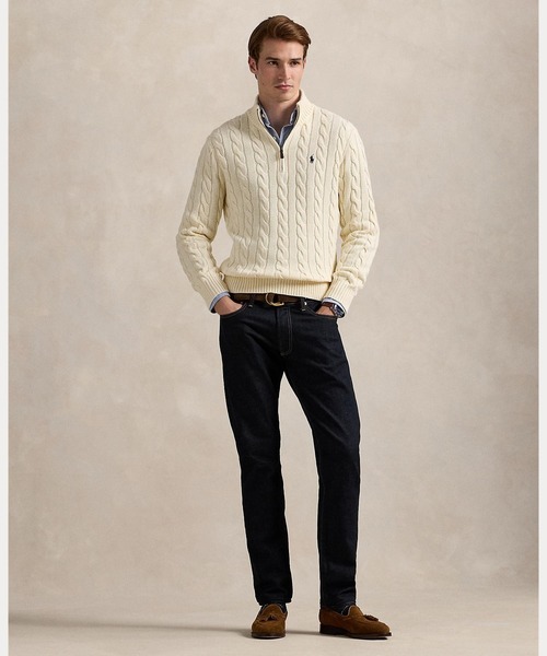 ケーブルニット コットン クォータージップ セーター（ニット/セーター