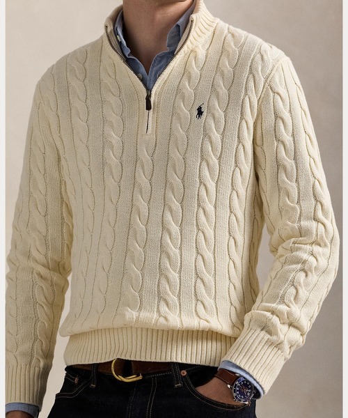 トップス RRL One Star Cable Knit ケーブルニット コットン クォータージップ セーター（ニット/セーター