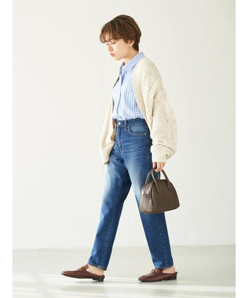 earth music&ecology(アースミュージックアンドエコロジー)の「デニム見えローゲージニットカーディガン*(カーディガン/ボレロ・レディース・オフホワイト/ダークブルー・FREE)」の8枚目の写真