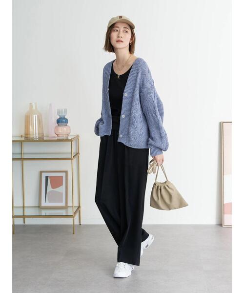 earth music&ecology(アースミュージックアンドエコロジー)の「デニム見えローゲージニットカーディガン*(カーディガン/ボレロ・レディース・オフホワイト/ダークブルー・FREE)」の12枚目の写真