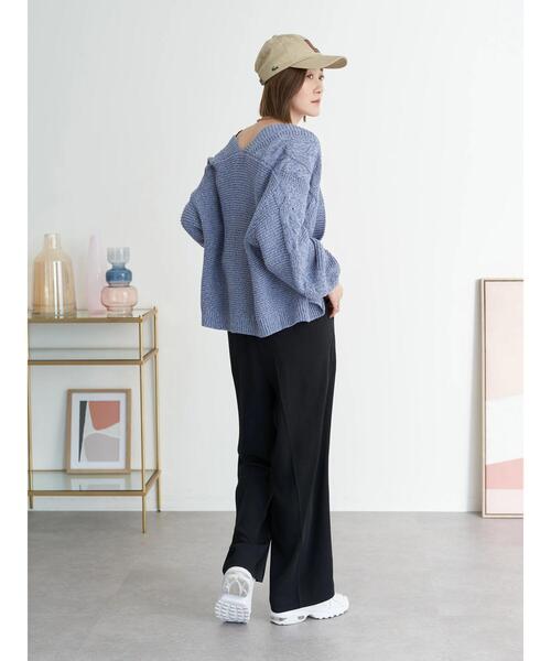 earth music&ecology(アースミュージックアンドエコロジー)の「デニム見えローゲージニットカーディガン*(カーディガン/ボレロ・レディース・オフホワイト/ダークブルー・FREE)」の15枚目の写真