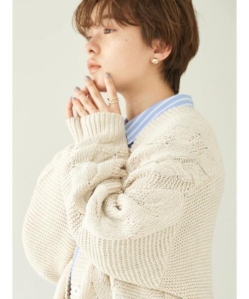 earth music&ecology(アースミュージックアンドエコロジー)の「デニム見えローゲージニットカーディガン*(カーディガン/ボレロ・レディース・オフホワイト/ダークブルー・FREE)」の19枚目の写真