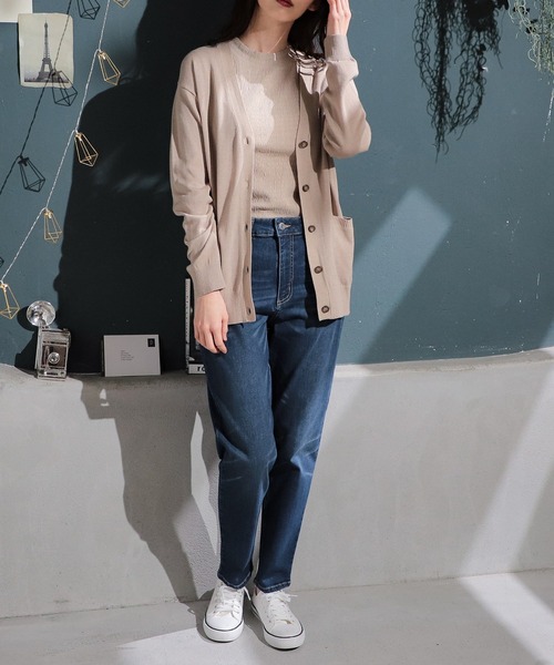 Honeys(ハニーズ)の「デニムテーパードパンツ(デニムパンツ・レディース・ライトインディゴブルー/インディゴブルー・M/S/L/LL)」の3枚目の写真