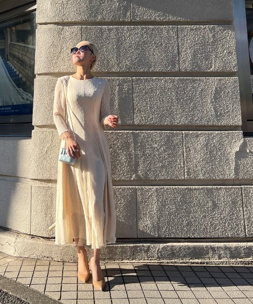 美品 JENNE ジェンヌ 刺繍ドット フレアワンピース L 刺繍ドット フレアワンピース（ワンピース）｜JENNE（ジェンヌ）の