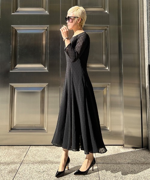 刺繍ドット フレアワンピース（ワンピース）｜JENNE（ジェンヌ）の