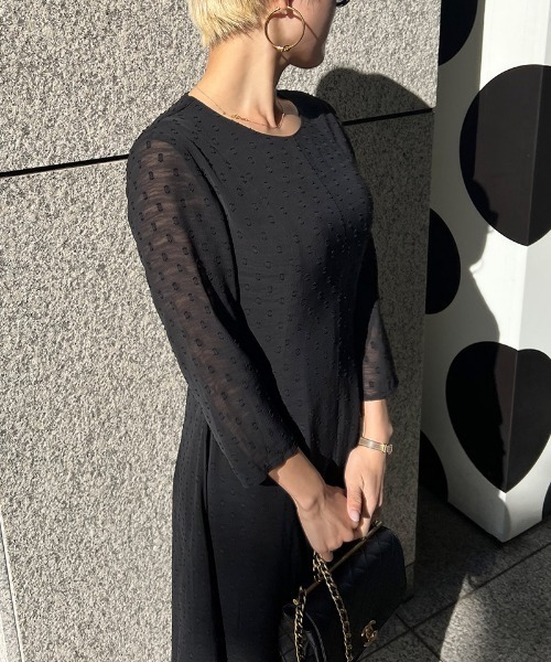 刺繍ドット フレアワンピース（ワンピース）｜JENNE（ジェンヌ）の