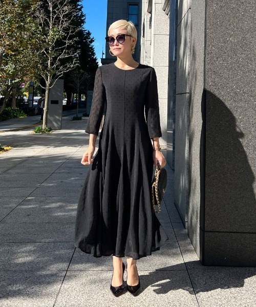 刺繍ドット フレアワンピース（ワンピース）｜JENNE（ジェンヌ）の