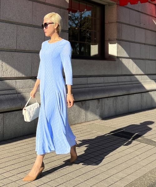 刺繍ドット フレアワンピース（ワンピース）｜JENNE（ジェンヌ）の