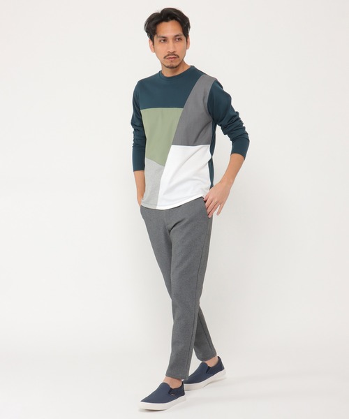 ikka(イッカ)の「ブロック切り替えロンT-ECO(Tシャツ/カットソー・メンズ・ホワイト/グリーン/スカイブルー/ネイビー・S/M/L/XL)」の6枚目の写真